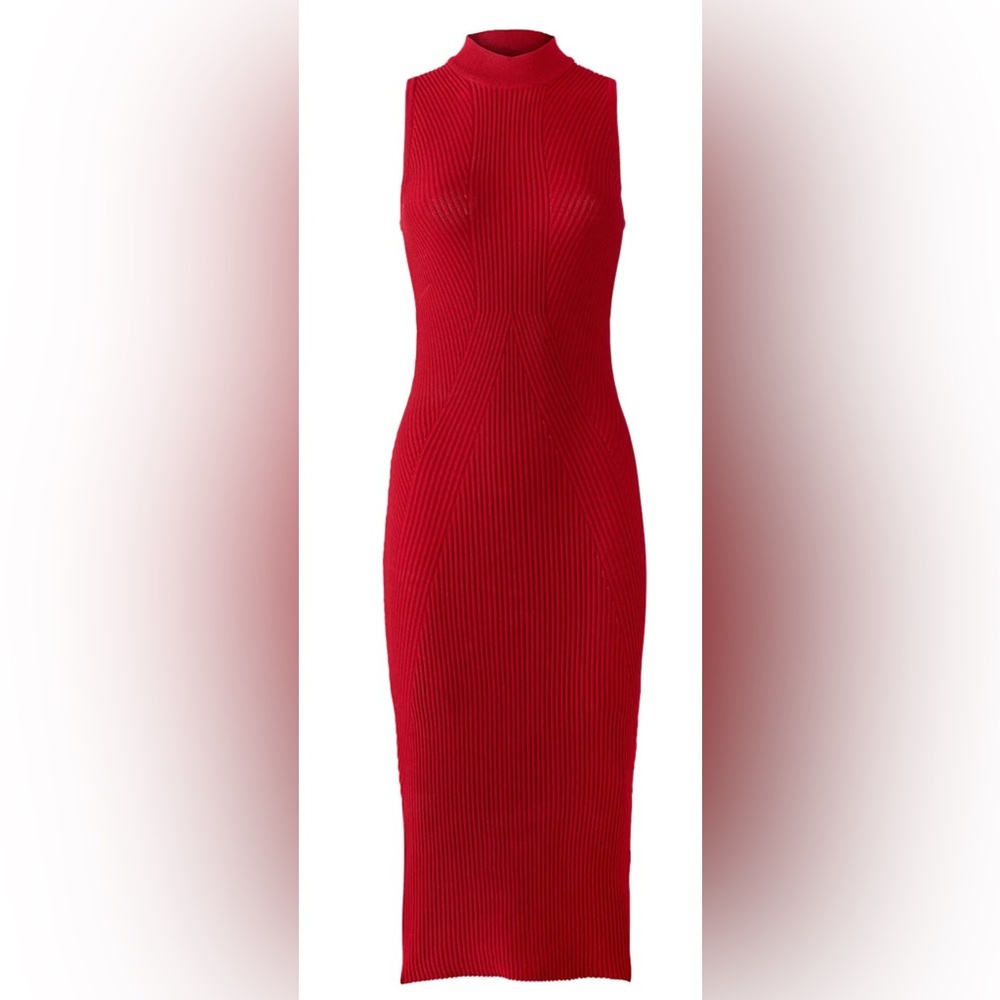 Nicole Miller Red Ribbed Sheath Dress Size M - Picture 1 of 11